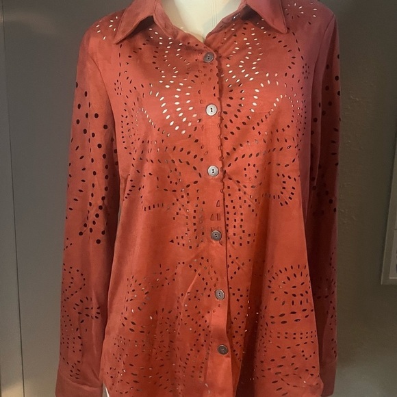 Women’s suede blouse button up by Adore vegan leather - Picture 4 of 10